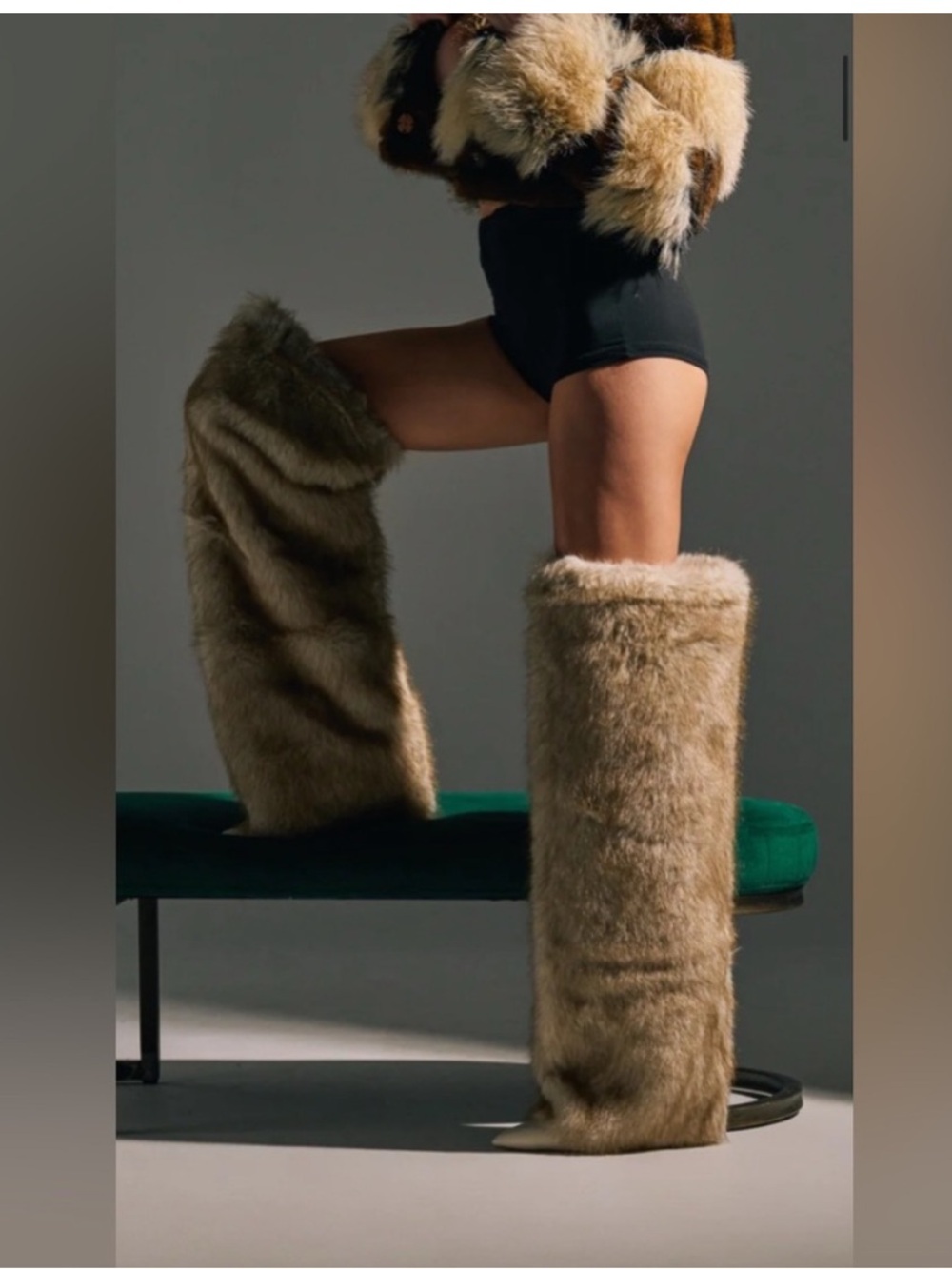 Faux Fur Tall Boot Covers in white tan Message for more sizes!